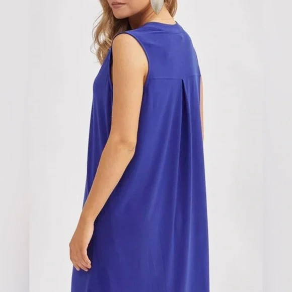 Elegant Blue Sleeveless Mini Dress - Picture 2 of 4